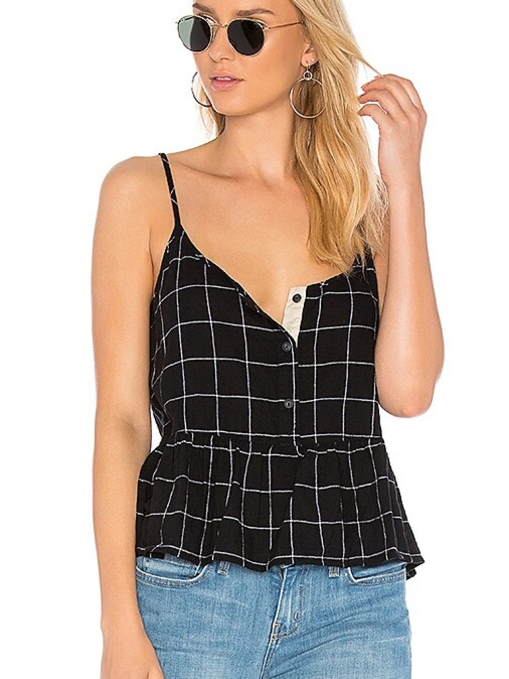 Current/Elliott The Workwear Peplum Tank in Salute Road Plaid - size 2